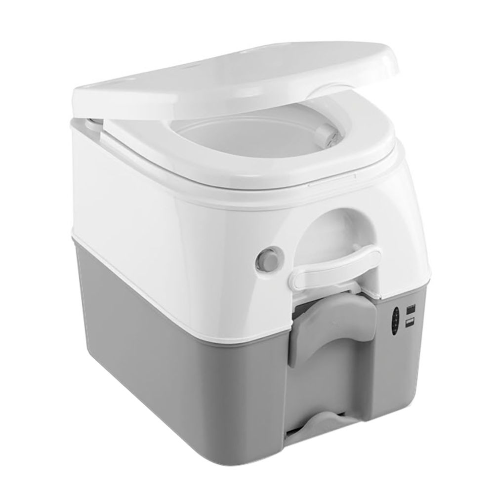 Image 1: Dometic 975 Portable Toilet w/Mounting Brackets - 5 Gallon - Grey