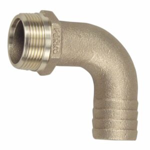 Image 1: Perko 1-1/2" Pipe to Hose Adapter 90 Degree Bronze MADE IN THE USA