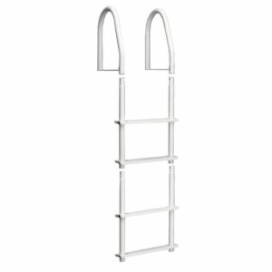 Image 1: Dock Edge Fixed 4 Step Ladder Bright White Galvalume