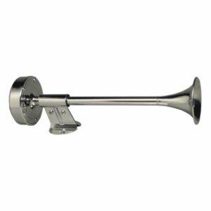Image 1: Schmitt Marine Deluxe All-Stainless Shorty Single Trumpet Horn - 12V