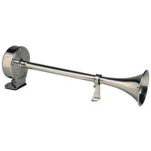 Image 1: Schmitt Marine Deluxe All-Stainless Single Trumpet Horn - 24V