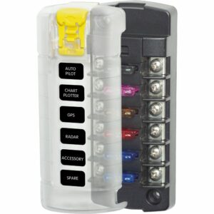 Image 1: Blue Sea 5035 ST Blade Fuse Block w/Cover - 6 Circuit Independent w/o Negative Bus