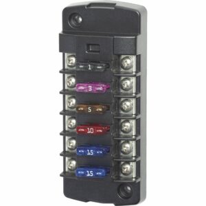 Image 1: Blue Sea 5037 ST Blade Fuse Block w/o Cover - 6 Circuit Independent w/o Negative Bus
