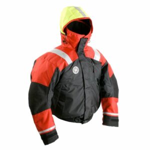 Image 1: First Watch AB-1100 Flotation Bomber Jacket - Red/Black - Medium