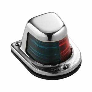 Image 1: Attwood 1-Mile Deck Mount, Bi-Color Red/Green Combo Sidelight - 12V - Stainless Steel Housing