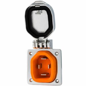 Image 1: SmartPlug 50 AMP Male Inlet W/Cover - Stainless Steel