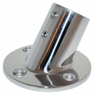 Image 1: Whitecap ⅞" O.D. 60° Round Base SS Rail Fitting