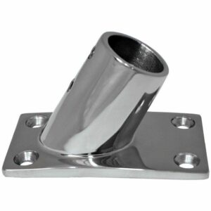 Image 1: Whitecap 1" O.D. 60° Rectangle Base SS Rail Fitting