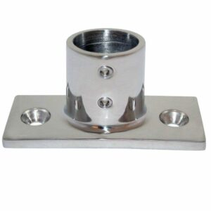 Image 1: Whitecap ⅞" O.D. 90° 2-Hole Rectangle Base SS Rail Fitting