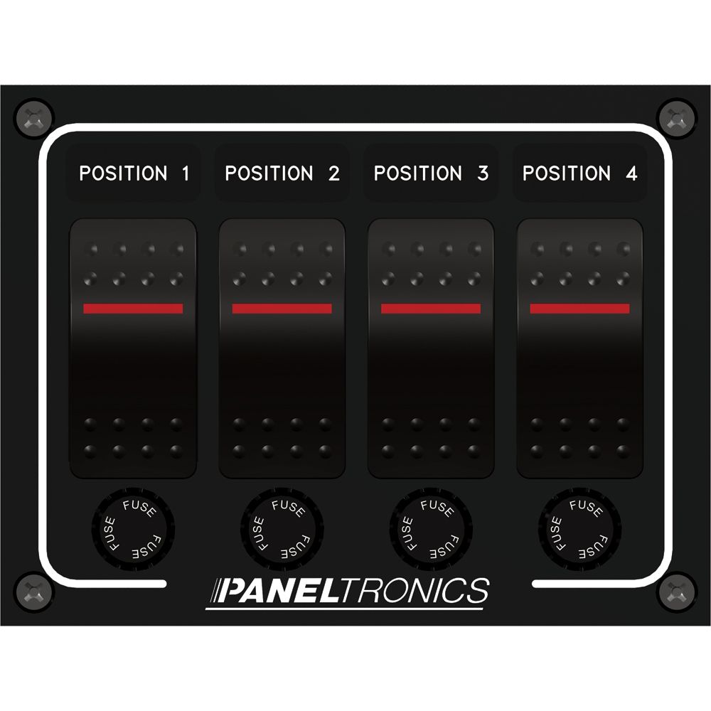 Image 1: Paneltronics Waterproof Panel - DC 4-Position Illuminated Rocker Switch & Fuse