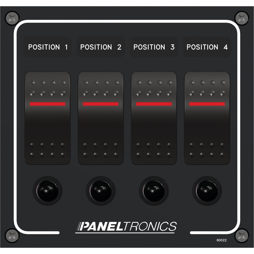 Image 1: Paneltronics Waterproof Panel - DC 4-Position Illuminated Rocker Switch & Circuit Breaker