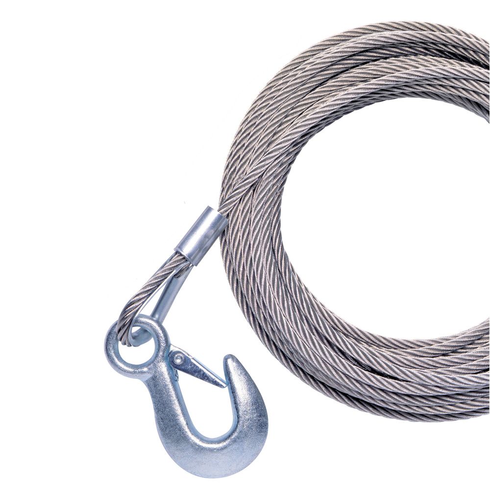 Image 1: Powerwinch 20' x 7/32" Replacement Galvanized Cable w/Hook f/215, 315 & T1650