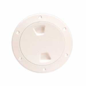 Image 1: Beckson 4" Smooth Center Screw-Out Deck Plate - Beige