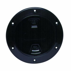 Image 1: Beckson 4" Smooth Center Screw-Out Deck Plate - Black