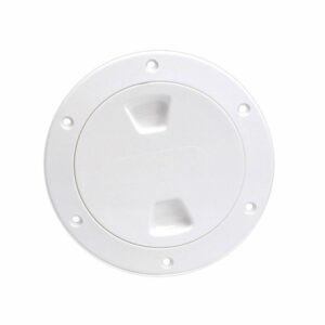 Image 1: Beckson 4" Smooth Center Screw-Out Deck Plate - White