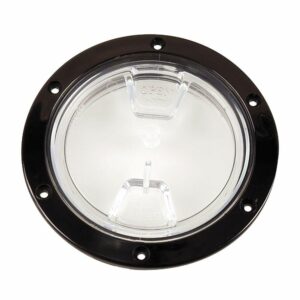 Image 1: Beckson 4" Clear Center Screw Out Deck Plate - Black
