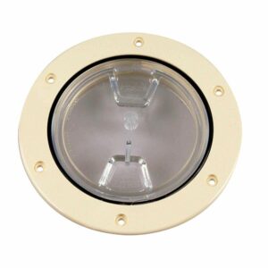 Image 1: Beckson 4" Clear Center Screw-Out Deck Plate - Beige