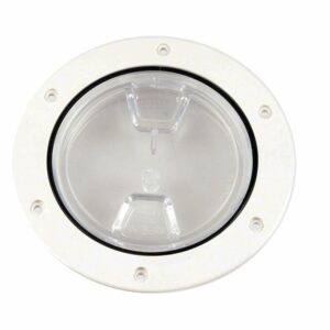 Image 1: Beckson 4" Clear Center Screw-Out Deck Plate - White