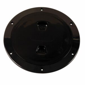 Image 1: Beckson 6" Smooth Center Screw-Out Deck Plate - Black