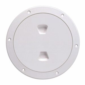Image 1: Beckson 6" Smooth Center Screw-Out Deck Plate - White