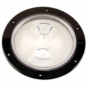 Image 1: Beckson  6" Clear Center Screw-Out Deck Plate - Black