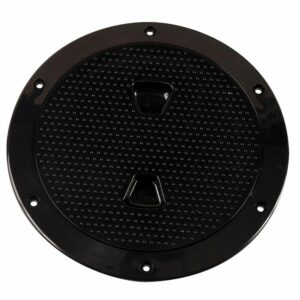 Image 1: Beckson 6" Non-Skid Screw-Out Deck Plate - Black