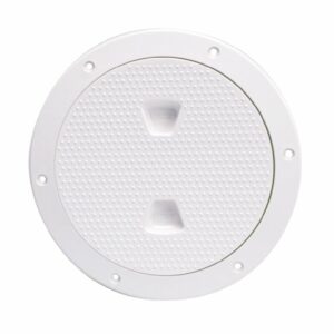 Image 1: Beckson 6" Non-Skid Screw-Out Deck Plate - White