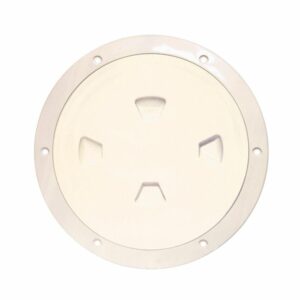 Image 1: Beckson 8" Smooth Center Screw-Out Deck Plate - Beige
