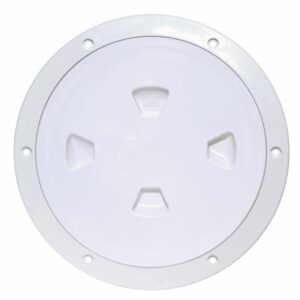Image 1: Beckson 8" Smooth Center Screw-Out Deck Plate - White