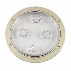 Image 1: Beckson 8" Clear Center Screw-Out Deck Plate - Beige