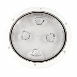 Image 1: Beckson 8" Clear Center Screw-Out Deck Plate - White