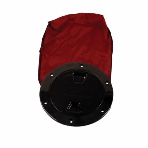 Image 1: Beckson 4" Stow-Away Deck Plate - Black w/12" Bag
