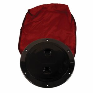 Image 1: Beckson 6" Stow-Away Deck Plate - Black w/12" Bag