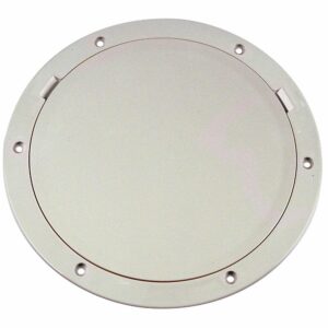 Image 1: Beckson 8" Smooth Center Pry-Out Deck Plate - White