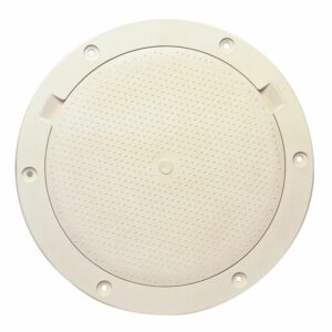 Image 1: Beckson 8" Non-Skid Pry-Out Deck Plate - Beige