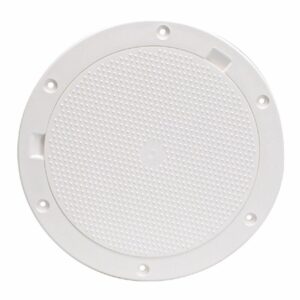 Image 1: Beckson 8" Non-Skid Pry-Out Deck Plate - White
