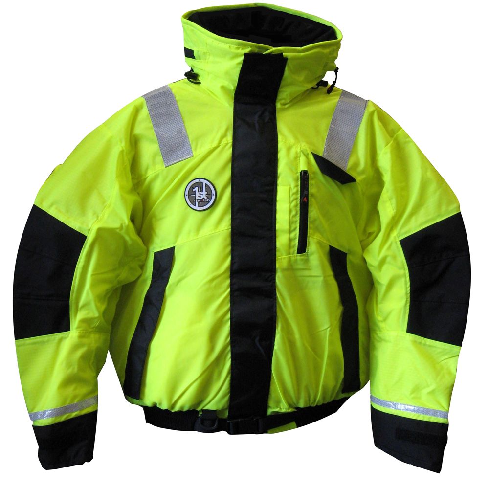 Image 1: First Watch AB-1100 Flotation Bomber Jacket - Hi-Vis Yellow/Black - Medium