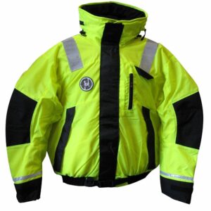 Image 1: First Watch AB-1100 Flotation Bomber Jacket - Hi-Vis Yellow/Black - XL 