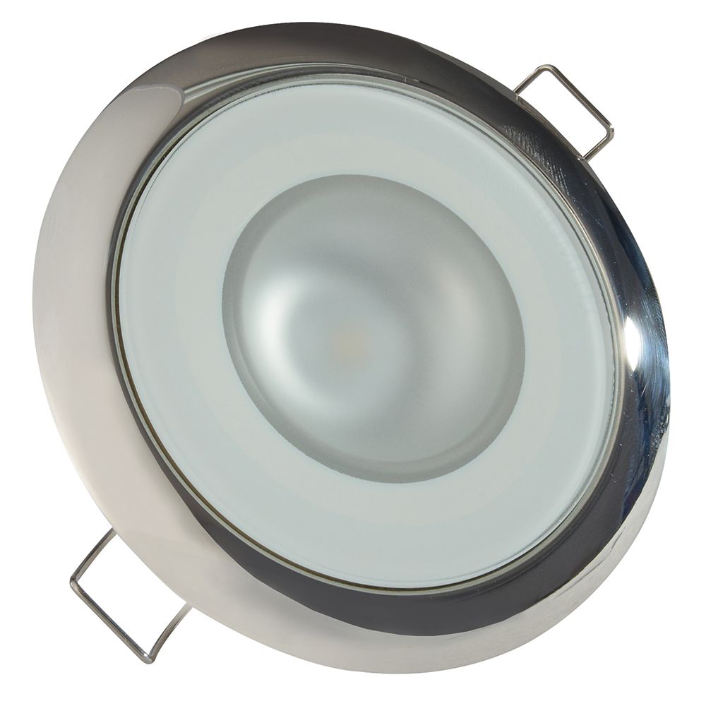 Image 1: Lumitec Mirage - Flush Mount Down Light - Glass Finish/Polished SS - 4-Color Red/Blue/Purple Non Dimming w/White Dimming