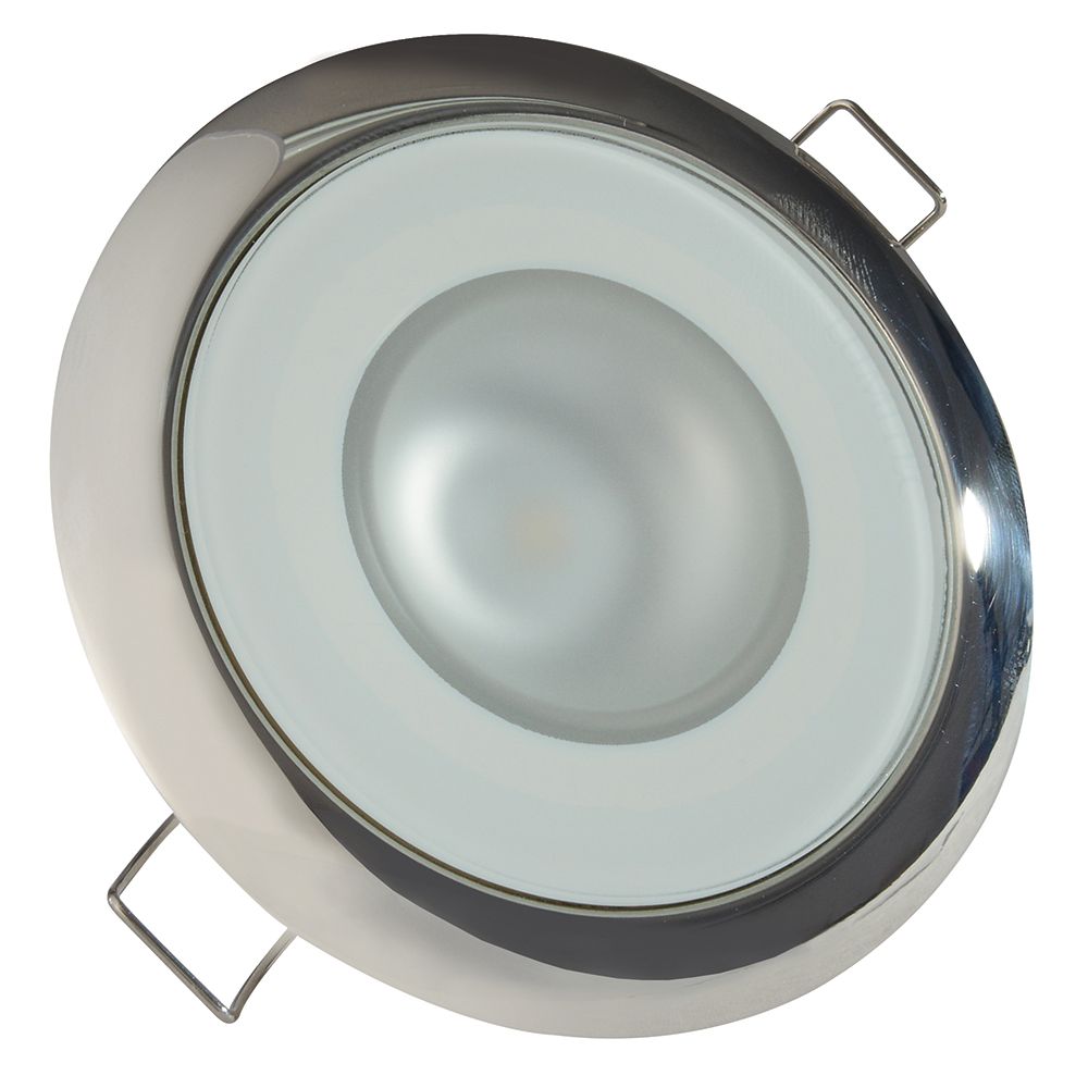 Image 1: Lumitec Mirage - Flush Mount Down Light - Glass Finish/Polished SS Bezel 2-Color White/Red Dimming