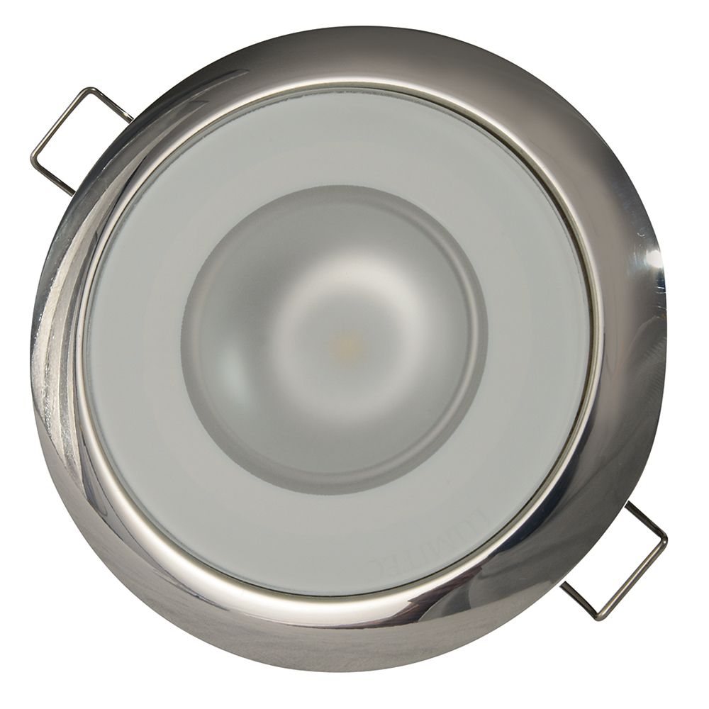 Image 2: Lumitec Mirage - Flush Mount Down Light - Glass Finish/Polished SS Bezel - 3-Color Red/Blue Non-Dimming w/White Dimming