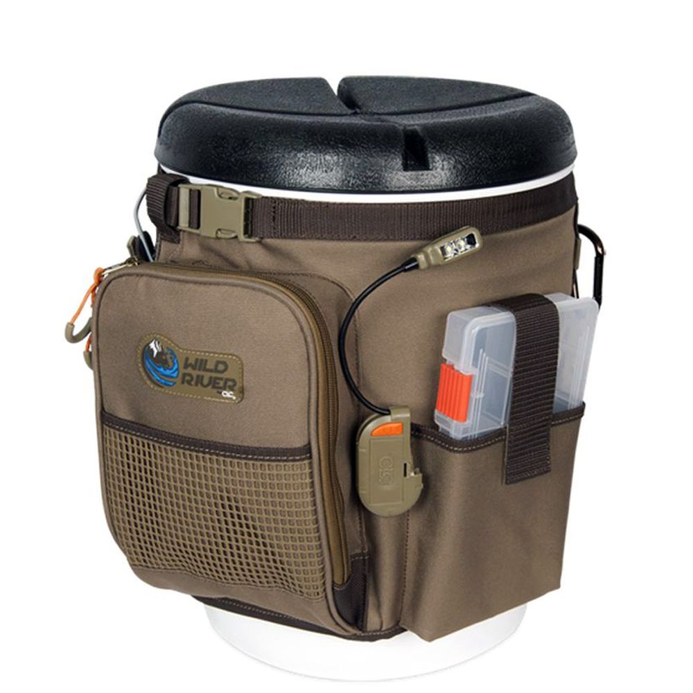 Image 1: Wild River RIGGER 5 Gallon Bucket Organizer w/Lights, Plier Holder & Lanyard, 2 PT3500 Trays & Bucket w/Seat