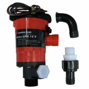 Image 1: Johnson Pump Twin Port 1000 GPH Livewell Aerating Pump - 12V