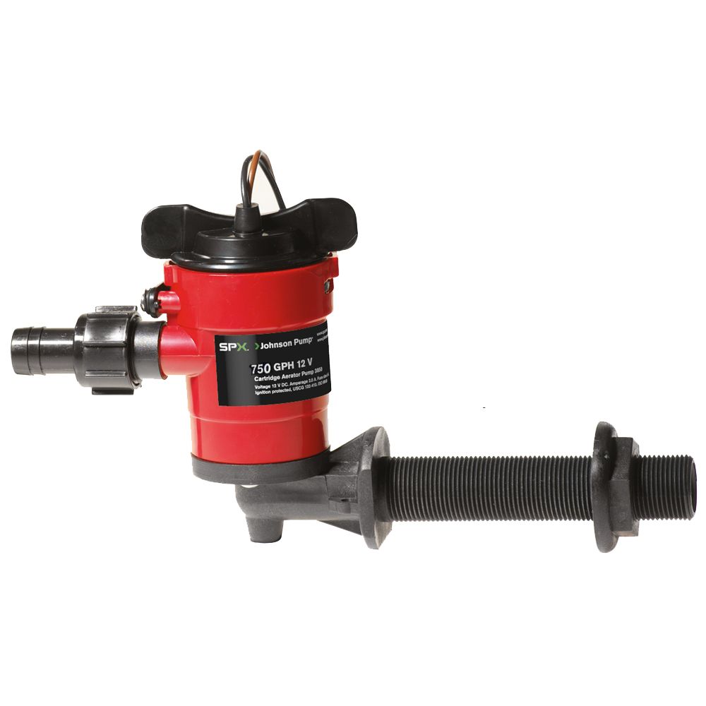Image 1: Johnson Pump Cartridge Aerator 750 GPH 90° Intake - 12V