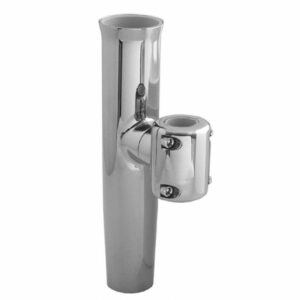 Image 1: TACO  Stainless Steel Clamp-On Adjustable Rod Holder - Fits 7/8" & 1" O.D. Tubing