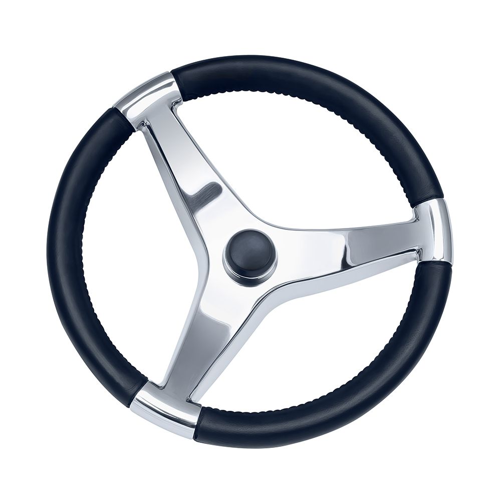 Image 1: Schmitt Marine Evo Pro 316 Cast Stainless Steel Steering Wheel - 13.5" Diameter
