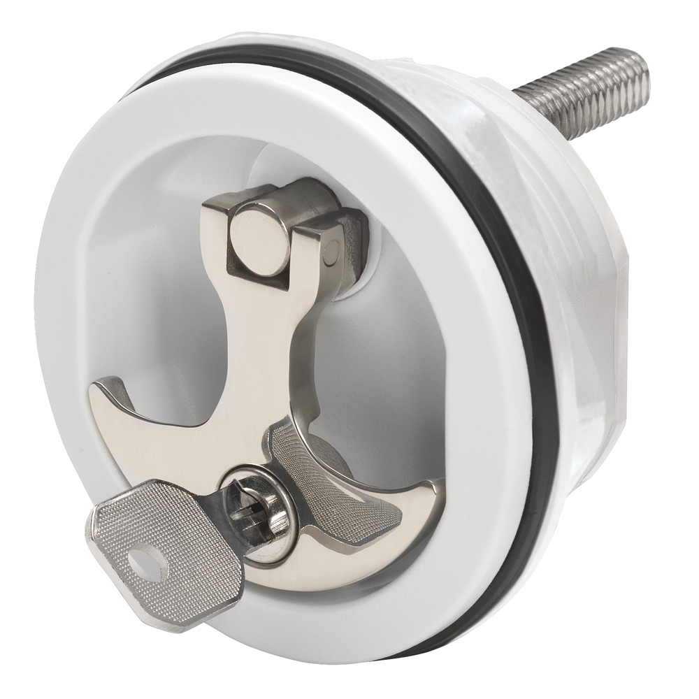 Image 1: Whitecap Compression Handle - Nylon White/Stainless Steel - Locking