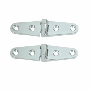 Image 1: Whitecap Strap Hinge - CP/Brass - 4" x 1" - Pair
