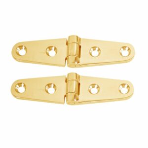 Image 1: Whitecap Strap Hinge - Polished Brass - 4" x 1" - Pair