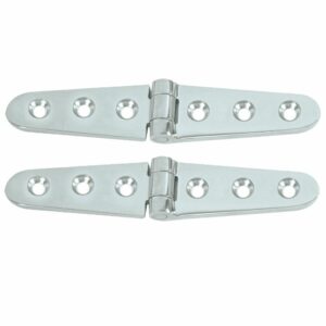 Image 1: Whitecap Strap Hinge - CP/Brass - 6" x 1-1/8" - Pair